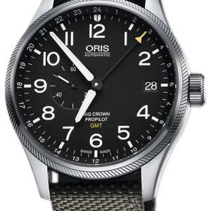 Oris Aviation 01 748 7710 4164-07 5 22 17fc Kello Musta / Nahka