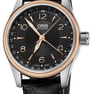 Oris Aviation 01 754 7679 4334-07 5 20 76fc Kello Musta / Nahka