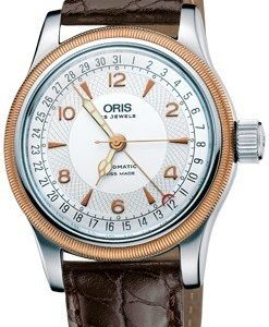 Oris Aviation 01 754 7696 4361-07 5 20 52 Kello Hopea / Nahka