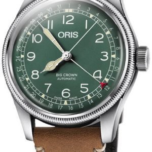 Oris Aviation 01 754 7741 4087-Set Ls Kello Vihreä / Nahka