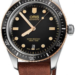 Oris Diving 01 733 7707 4354-07 5 20 45 Kello Musta / Nahka