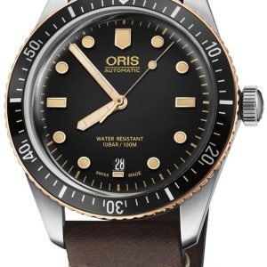 Oris Diving 01 733 7707 4354-07 5 20 55 Kello Musta / Nahka