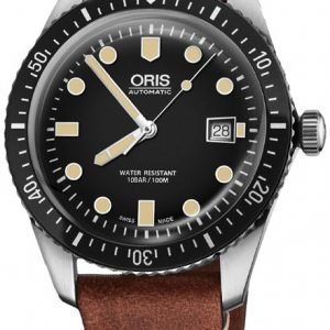 Oris Diving 01 733 7720 4054-07 5 21 45 Kello Musta / Nahka