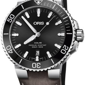 Oris Diving 01 733 7730 4134-07 5 24 10eb Kello Musta / Nahka