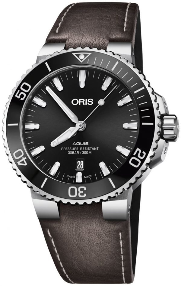 Oris Diving 01 733 7730 4134-07 5 24 10eb Kello Musta / Nahka