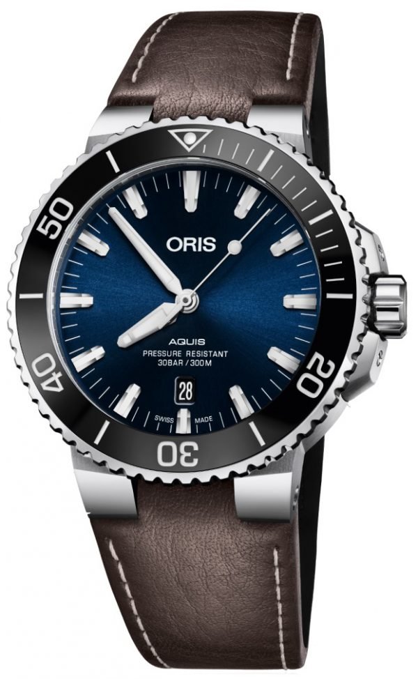 Oris Diving 01 733 7730 4135-07 5 24 10eb Kello Sininen / Nahka