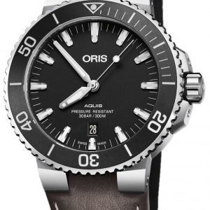 Oris Diving 01 733 7730 4154-07 5 24 10eb Kello Musta / Nahka