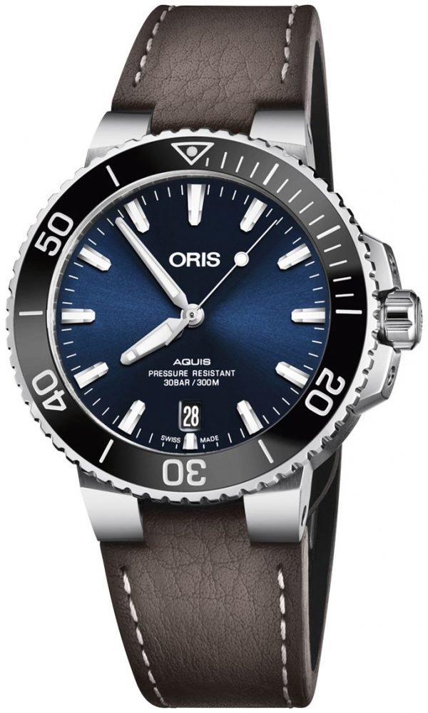 Oris Diving 01 733 7732 4135-07 5 21 10fc Kello Sininen / Nahka