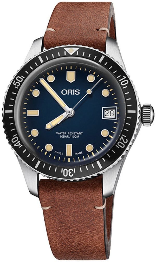 Oris Diving 01 733 7747 4055-07 5 17 45 Kello Sininen / Nahka