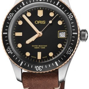 Oris Diving 01 733 7747 4354-07 5 17 45 Kello Musta / Nahka