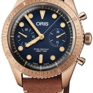 Oris Diving 01 771 7744 3185-Set Ls Kello Sininen / Nahka