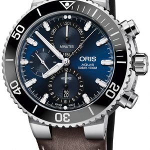 Oris Diving 01 774 7743 4155-07 5 24 10eb Kello Sininen / Nahka