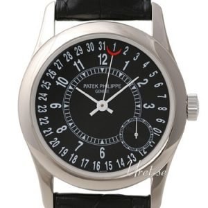 Patek Philippe Calatrava 6000g/010 Kello Musta / Nahka