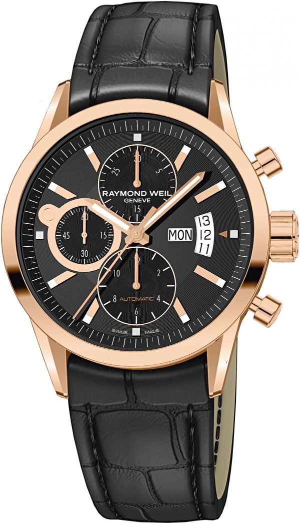 Raymond Weil Freelancer 17740-G-20001 Kello Musta / Nahka