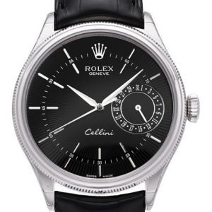 Rolex Cellini Date 50519-0007 Kello Musta / Nahka