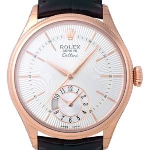 Rolex Cellini Dual Time 50525-0008 Kello Hopea / Nahka