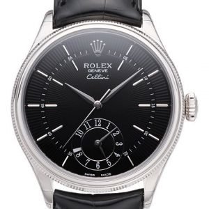 Rolex Cellini Dual Time 50529-0007 Kello Musta / Nahka