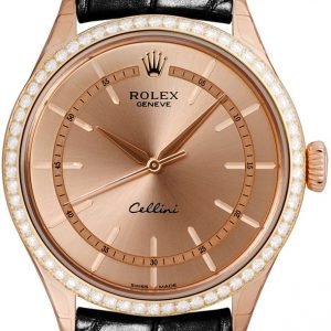 Rolex Cellini Time 50705rbr-0010 Kello Samppanja / Nahka