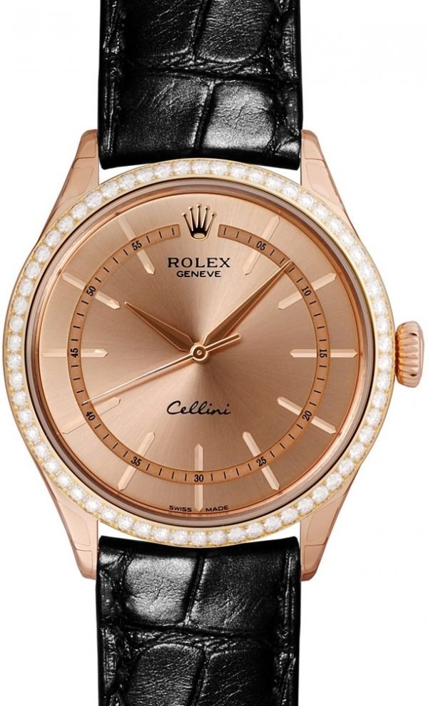 Rolex Cellini Time 50705rbr-0010 Kello Samppanja / Nahka