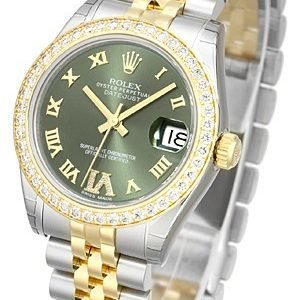 Rolex Datejust Lady 31 Mm 178383-0005 Kello Vihreä / 18k