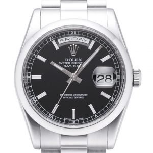 Rolex Day-Date 36 118206-0042 Kello Musta / Platina