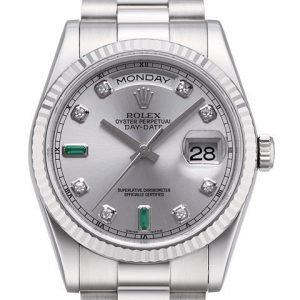 Rolex Day-Date 36 118239-0269 Kello Hopea / 18k Valkokultaa