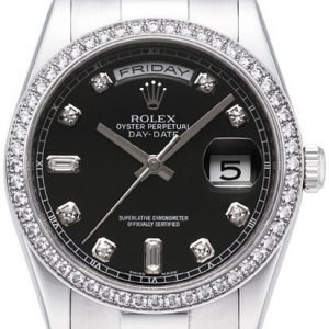 Rolex Day-Date 36 118346-0065 Kello Musta / Platina