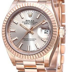 Rolex Lady-Datejust 28 279175-0001 Kello Hopea / 18k Punakultaa