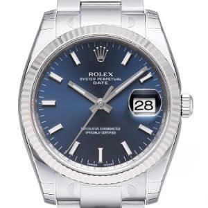 Rolex Oyster Perpetual Date 115234-0004 Kello Sininen / Teräs