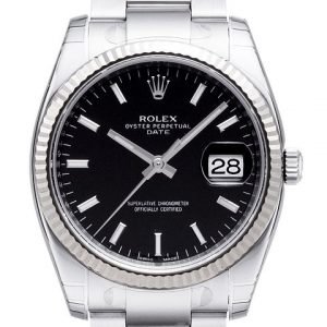 Rolex Perpetual Date 115234-0002 Kello Musta / Teräs