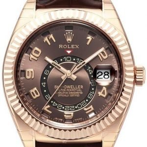 Rolex Sky-Dweller 326135-0001 Kello Ruskea / Nahka