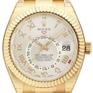 Rolex Sky-Dweller 326938-0001 Kello Hopea / 18k Valkokultaa