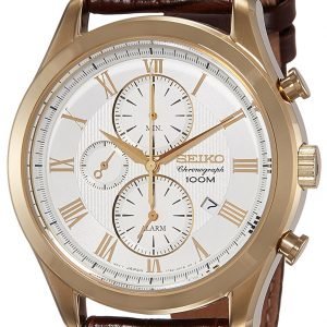 Seiko Chronograph Snaf72p1 Kello Hopea / Nahka