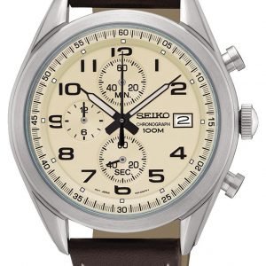 Seiko Chronograph Ssb273p1 Kello Beige / Nahka