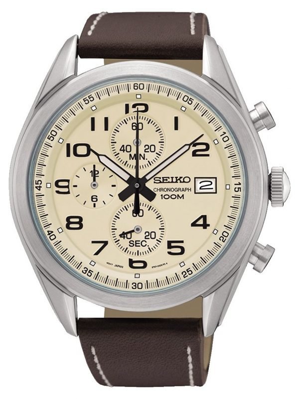 Seiko Chronograph Ssb273p1 Kello Beige / Nahka