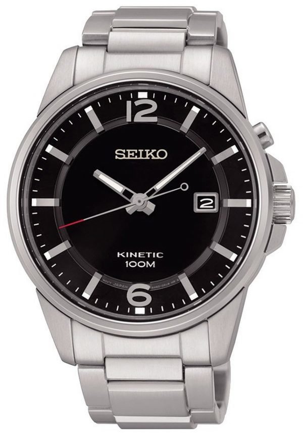 Seiko Kinetic Ska665p1 Kello Musta / Teräs