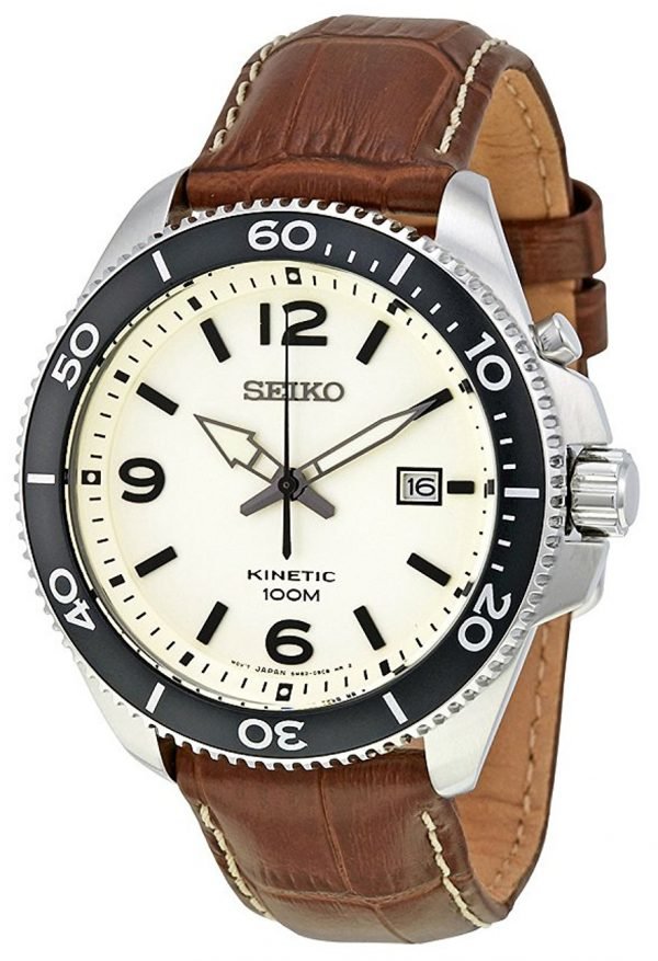 Seiko Kinetic Ska749p1 Kello Beige / Nahka