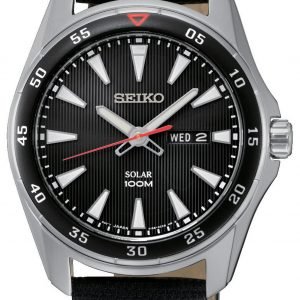 Seiko Solar Sne393p2 Kello Musta / Nahka