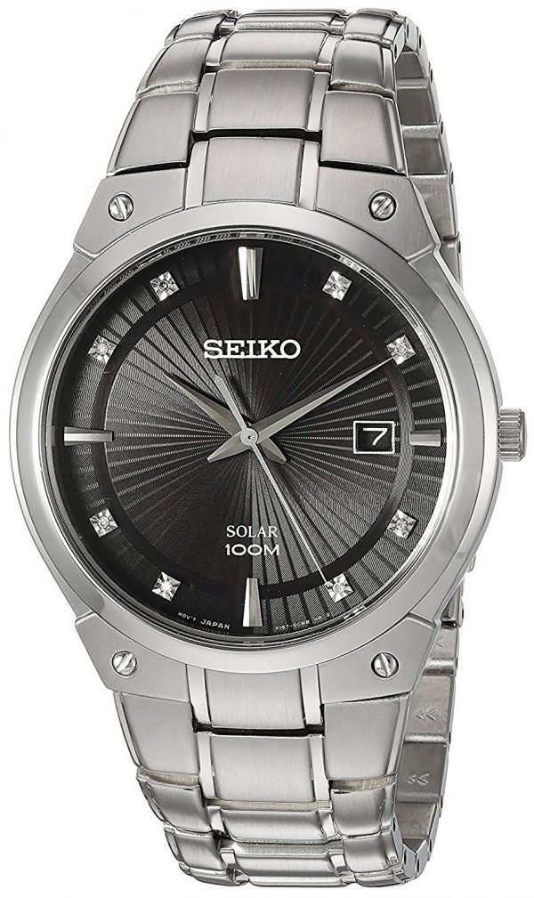 Seiko Solar Sne429p9 Kello Musta / Titaani