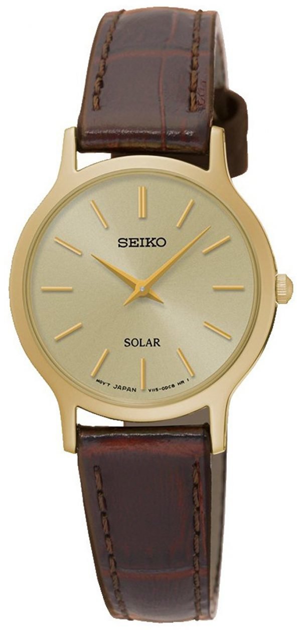 Seiko Solar Sup302p1 Kello Kullattu / Nahka