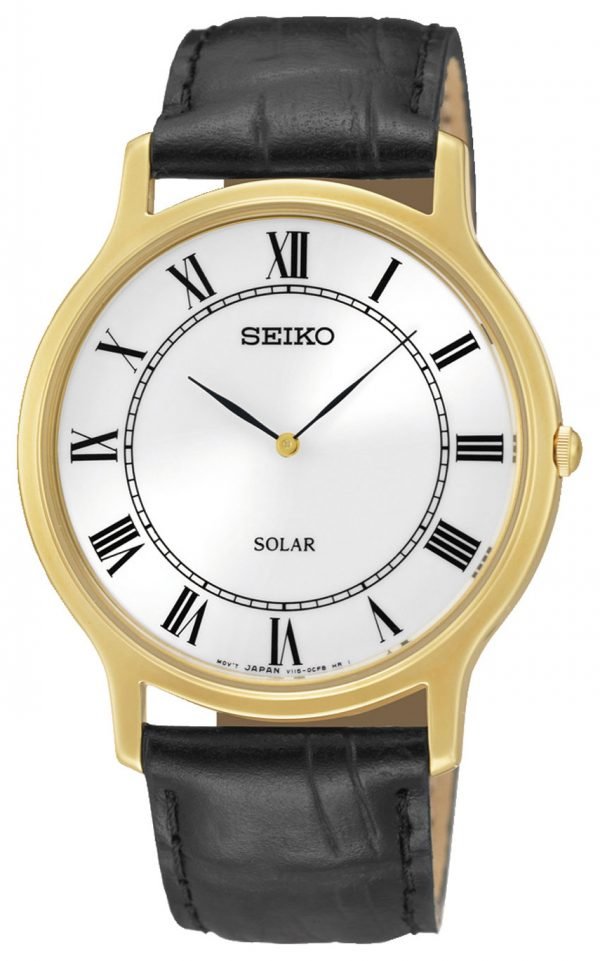 Seiko Solar Sup878p1 Kello Hopea / Nahka