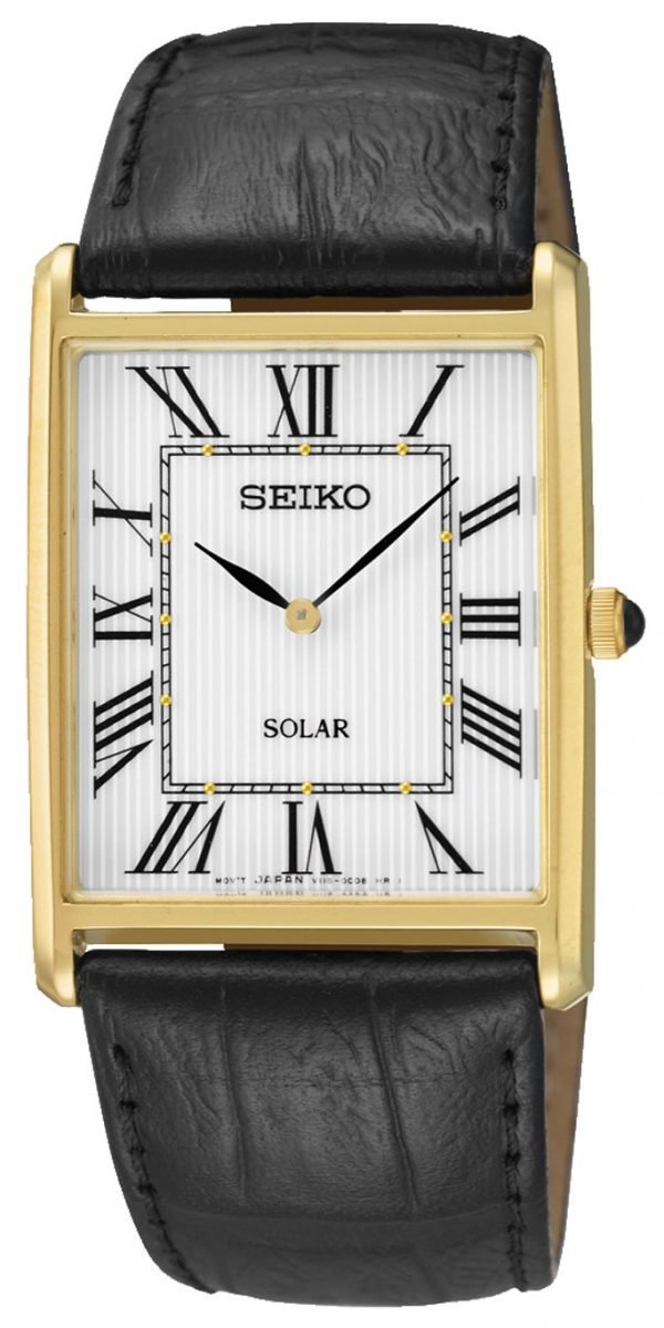 Seiko Solar Sup880p1 Kello Hopea / Nahka