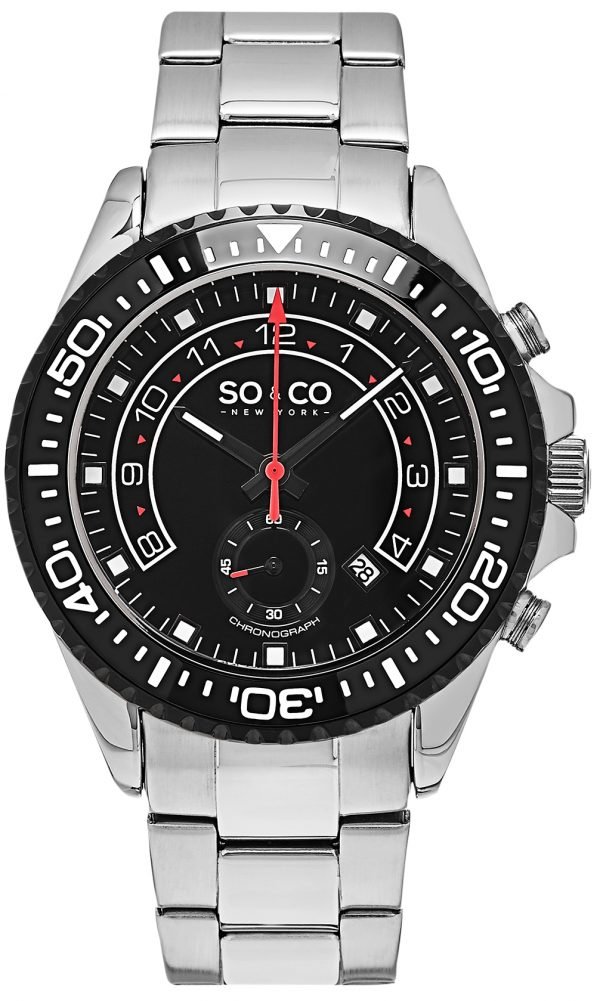 So & Co New York Yacht Timer 5015.3 Kello Musta / Teräs