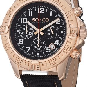 So & Co New York Yacht Timer 5016.4 Kello Musta / Nahka