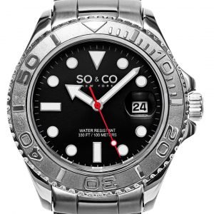 So & Co New York Yacht Timer 5053.3 Kello Musta / Teräs