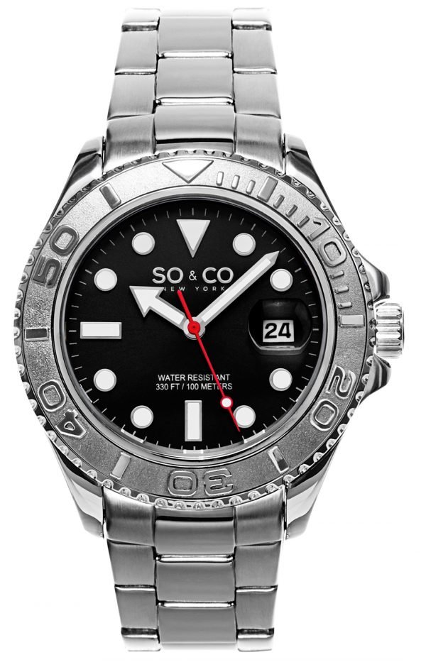 So & Co New York Yacht Timer 5053.3 Kello Musta / Teräs