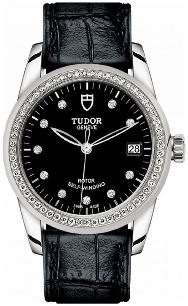 Tudor Glamour Date 55020-0053 Kello Musta / Nahka