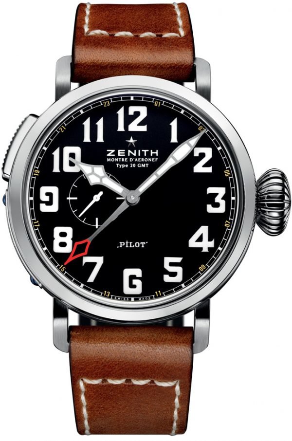 Zenith Pilot 03.2430.693-21.C723 Kello Musta / Nahka