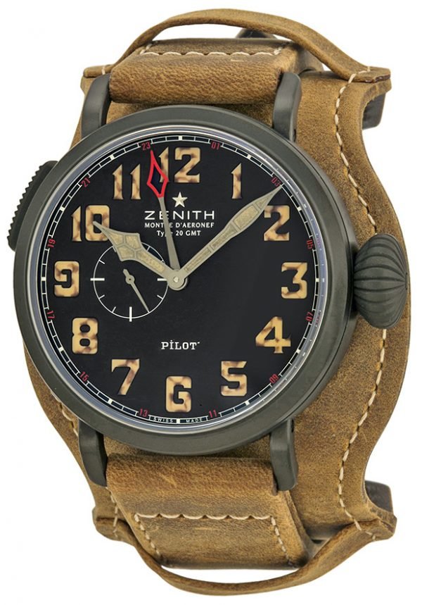 Zenith Pilot 96.2431.693-21.C738 Kello Musta / Nahka