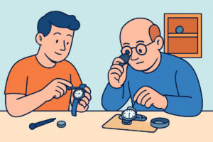Kellon akun vaihto – kotona vai kellosepällä